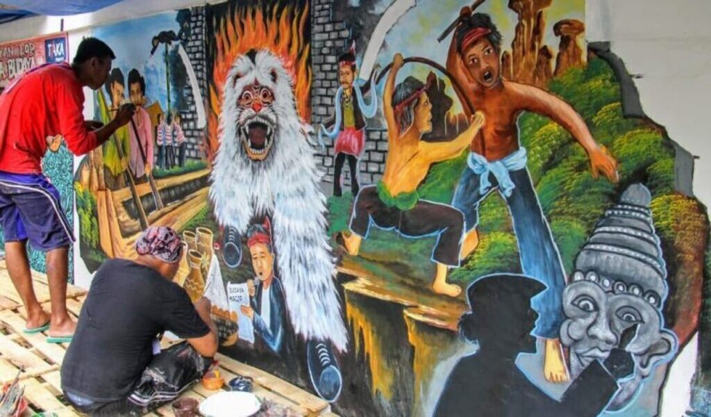 ilustrasi Komunitas Mural Bandung yang sedang melakukan kegiatan mural | Foto: Trippers